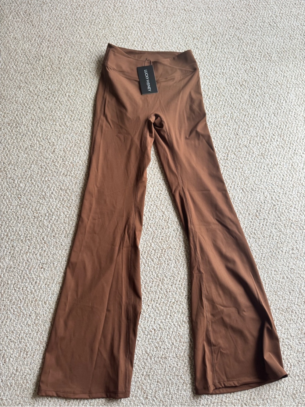 Brown High-Waist Flared Leggings